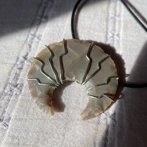 🌛AGATE MOON CUSTOM🌜OOAK wrap. 1.5” moon with lightning bolt wrap. Adjustable🔥